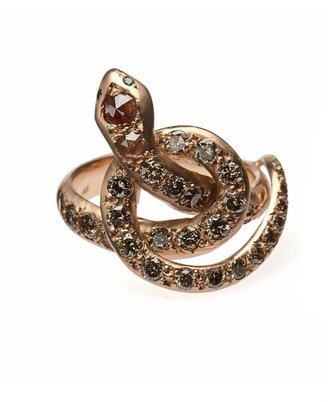 Ileana Makri ‘Berus’ 18k Pink Gold and Diamond Snake Ring