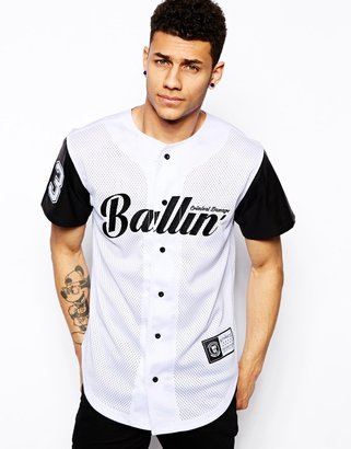 Criminal Damage Baseball Jersey with Ballin Print - Black
