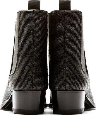 Saint Laurent Black Lizard Skin Wyatt Boots