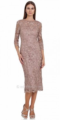 JS Collections Lace Overlay Quarter Sleeve Cocktail Dress