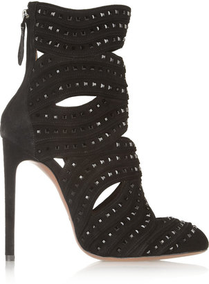Alaia Studded cutout suede boots
