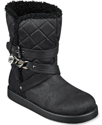 G by Guess Women's Angelah Quilted Faux-Fur Booties