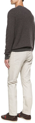 Vince Slim Straight-Leg Five-Pocket Jeans, Beige