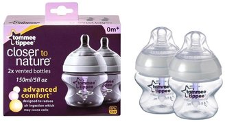Baby Essentials Tommee Tippee Close To Nature Advanced Comfort 150ml Baby Bottles (2 Pack)