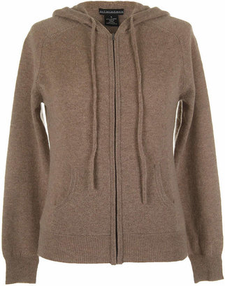 Sofia Cashmere Kangaroo Pocket Hooded Sweatshirt - Dark Natural - L