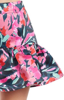 Corey Lynn Calter Blair Mini Floral Ruffle Skirt