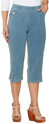 denim capris with elastic waist