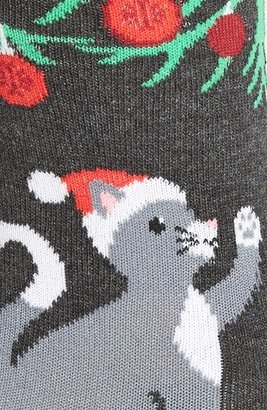 Hot Sox 'Christmas Cat' Non-Skid Crew Socks (3 for $15)
