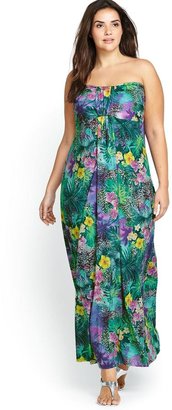So Fabulous! So Fabulous Tropical Print Bandeau Jersey Maxi Dress