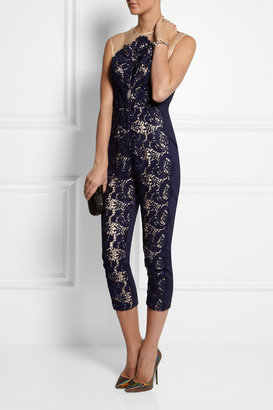 Lover Courtney guipure lace and twill jumpsuit