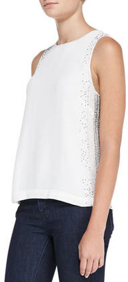 French Connection Glitter Dash Beaded Top, Winter White