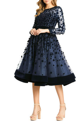 Tea length cocktail dresses with sleeves Clearance