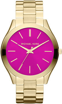 MICHAEL Michael Kors Michael Kors Mid-Size Golden/Pink Stainless Steel Runway Three-Hand Watch
