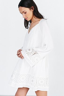 Ecote Crochet Bell-Sleeve Frock Dress