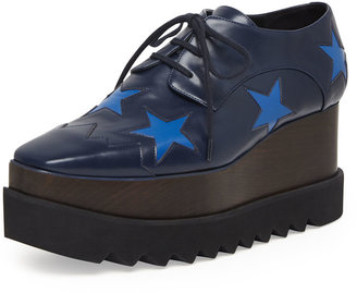 Stella McCartney Faux-Leather Star Platform Oxford, Navy/Bluebird