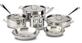 All-Clad D3 Stainless Steel 3-Ply Bonded 10-Piece Cookware Set
