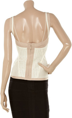 Herve Leger Faux leather and stretch-jersey top