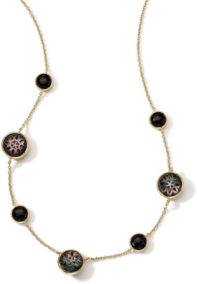 Ippolita 18K Gold Polished Rock Candy Cutout Stone 7-Station Necklace in Phantom, 16-18"