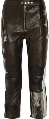 Acne 19657 Acne Stardust appliquéd cropped leather biker pants