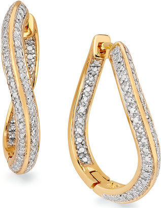Townsend Victoria 18k Gold over Sterling Silver Earrings, Diamond Accent Wavy Hoops