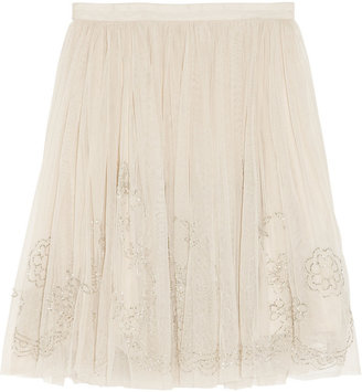 Hampton Sun Needle & Thread Bead-embellished tulle mini skirt