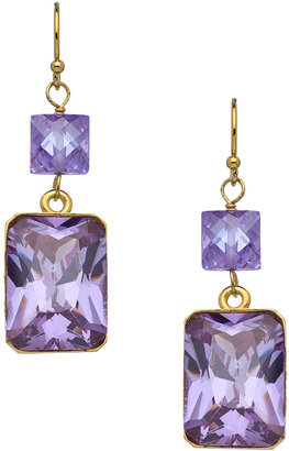 A.V. Max Gold and Lavender CZ Double Drop Earrings