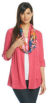 Notations Roll Tab Layered Look Scarf Top