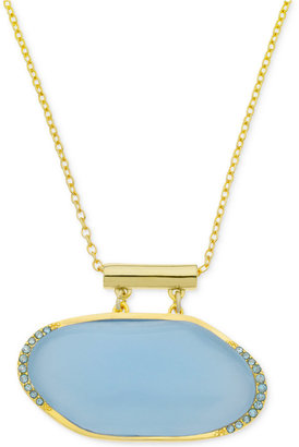 T Tahari 14k Gold-Plated Cabochon and Crystal Pendant Necklace