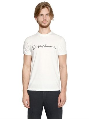 Giorgio Armani Studded Signature Cotton Jersey T-Shirt