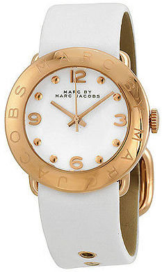 Marc by Marc Jacobs Amy White Dial White Leather Ladies Watch MBM1180