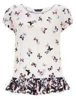 Dorothy Perkins Womens Ivory Butterfly Frill Tee- White