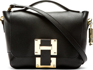 Sophie Hulme Black Leather Mini Soft Flap Shoulder Bag