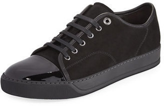 Lanvin Suede & Patent Leather Low-Top Sneaker
