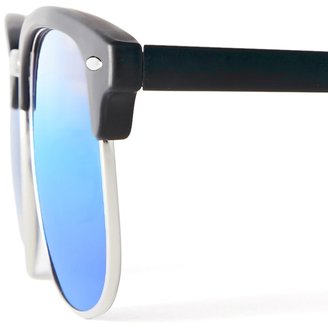 ASOS Matte Classic Retro Sunglasses With Blue Flash Lens