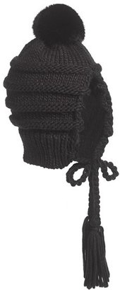 BCBGMAXAZRIA AXAZRIA Knit Hat with Genuine Rabbit Fur Trim