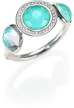 Ippolita Stella Turquoise, Clear Quartz, Diamond & Sterling Silver Three-Stone Doublet Ring