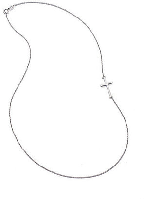 Mizuki 14K White Gold Side Cross Necklace
