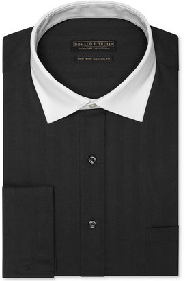 Donald Trump Donald J Trump Non-Iron Herringbone Solid French Cuff Shirt