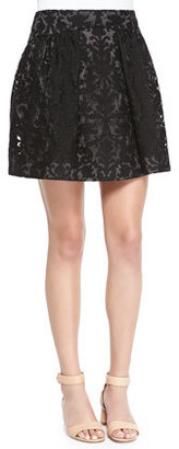 Tory Burch Etta Box-Pleated Embroidered Lace Skirt