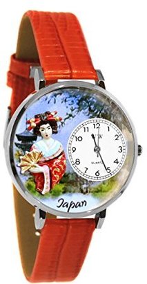 Whimsical Watches Women's U1420008 Unisex Silver Japan Red Leather And Silvertone Watch