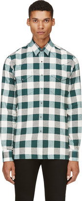 Lanvin White & Green Plaid Flannel Shirt