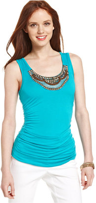 Amy Byer BCX Juniors' Ruched Embellished Top