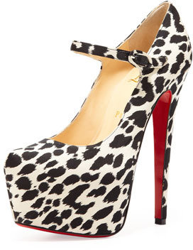 Christian Louboutin Lady Daf Leopard Mary Jane Red Sole Pump