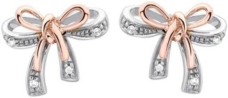 Love DIAMOND 9 Carat White And Rose Gold Diamond Set Bow Earrings