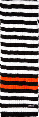 DSQUARED2 Black & White Striped Orange Accent Scarf