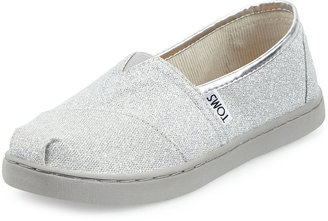 Toms Classic Slip-On Glimmer Shoe, Silver, Youth