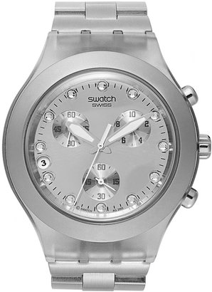 Swatch Watch, Unisex Swiss Chronograph Full-Blooded Silver-Tone Aluminum Bracelet 43mm SVCK4038G