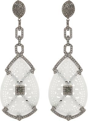 Black Diamond Carole Shashona Pavé & Carved Jade Imperial Palace Earrings