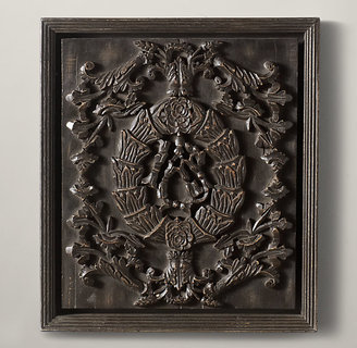 Restoration Hardware Hand-Carved Rococo Wood Panel Black Small