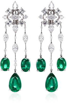 Kwiat Platinum Diamond And Emerald Earrings Multi